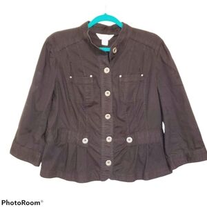 Christopher & Banks Crop Button Up Jacket 317